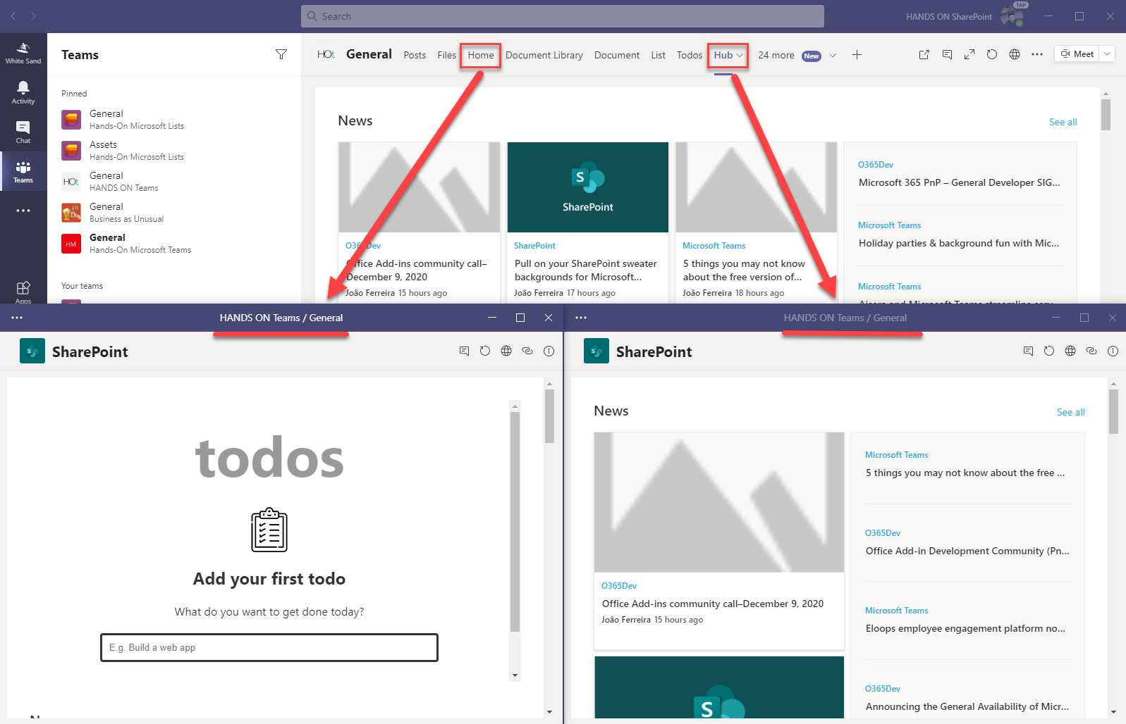 Microsoft Teams apps popped-out